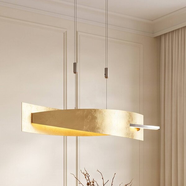 Lampa wisząca Marija Lucande, możliwość ściemniania, mosiężny / złoty, salon / jadalnia, metal, nowoczesny