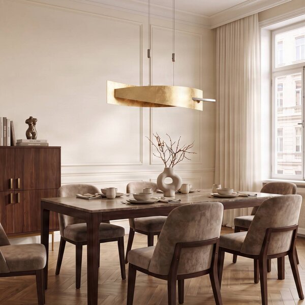 Lampa wisząca Marija Lucande, możliwość ściemniania, mosiężny / złoty, salon / jadalnia, metal, nowoczesny