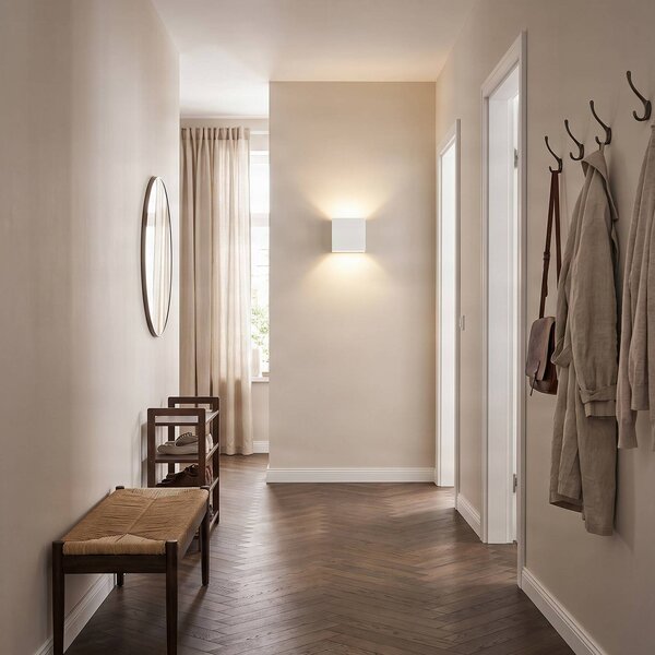Kinkiet LED Anneke Lindby, biały / opal, salon / jadalnia, gips / glina, nowoczesny