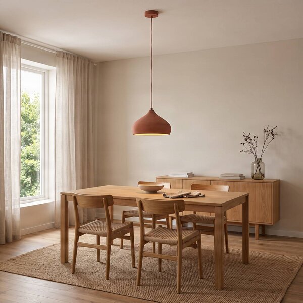 Lampa wisząca Fiona Lindby, możliwość ściemniania, terracotta, salon / jadalnia, beton, śródziemnomorski