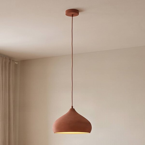 Lampa wisząca Fiona Lindby, możliwość ściemniania, terracotta, salon / jadalnia, beton, śródziemnomorski