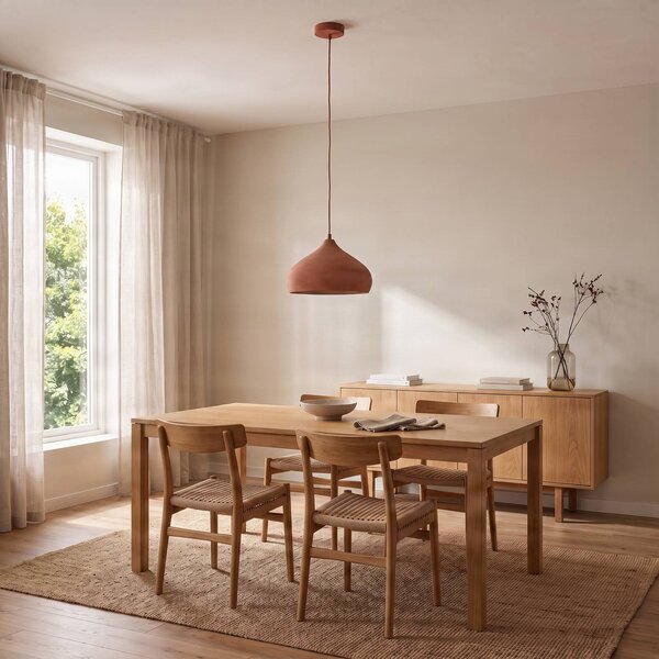 Lampa wisząca Fiona Lindby, możliwość ściemniania, terracotta, salon / jadalnia, beton, śródziemnomorski