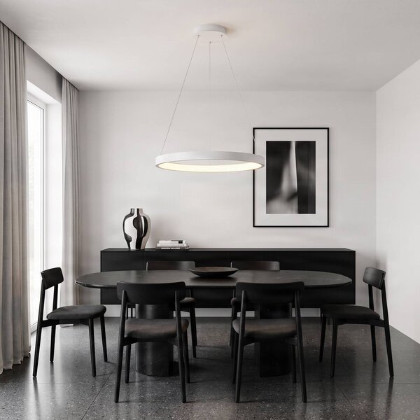 Lampa wisząca Albiona Arcchio, możliwość ściemniania, biały / opal, kuchnia, metal, nowoczesny