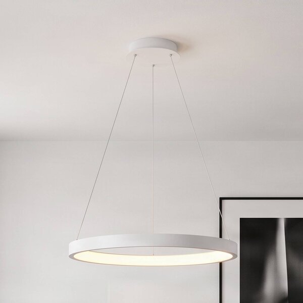 Lampa wisząca Albiona Arcchio, możliwość ściemniania, biały / opal, kuchnia, metal, nowoczesny
