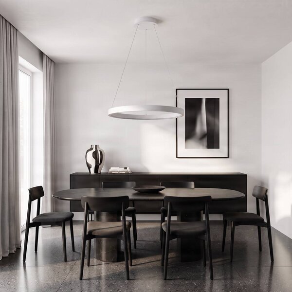 Lampa wisząca Albiona Arcchio, możliwość ściemniania, biały / opal, kuchnia, metal, nowoczesny