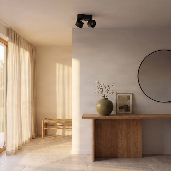 Arcchio reflektor sufitowy LED Rotari, 1240lm, 2-punktowa wersja, czarny Rotari Arcchio, możliwość ściemniania, czarny, salon / jadalnia, aluminium, nowoczesny