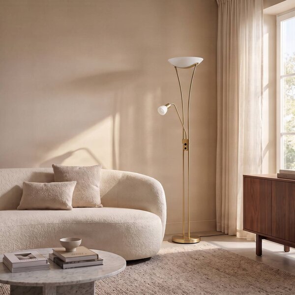 Lampa stojąca Felicia Lindby, mosiężny / złoty, salon / jadalnia, metal, nowoczesny