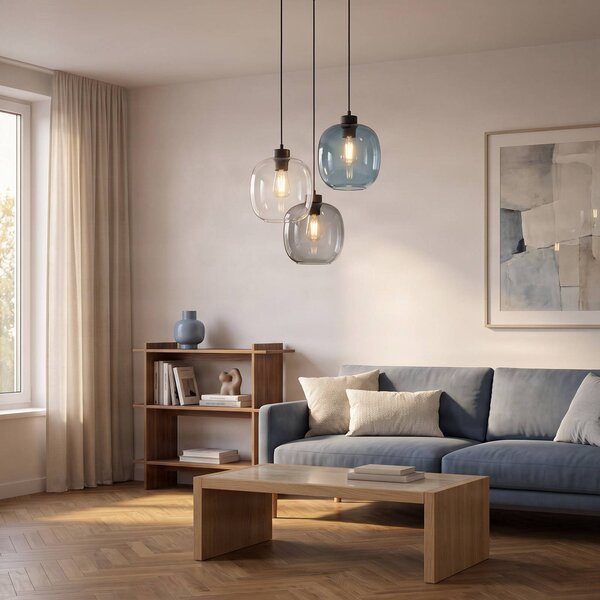 Lampa wisząca szklana Elio TK Lighting, możliwość ściemniania, przezroczysty / transparentny, salon / jadalnia, szkło, nowoczesny