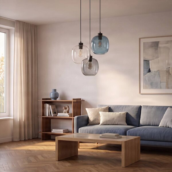 Lampa wisząca szklana Elio TK Lighting, możliwość ściemniania, przezroczysty / transparentny, salon / jadalnia, szkło, nowoczesny
