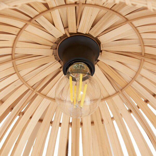 Lampa sufitowa Ilajus Lindby, możliwość ściemniania, jasne drewno, salon / jadalnia, bambus, skandynawski