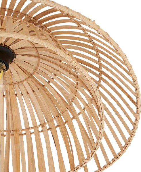 Lampa sufitowa Ilajus Lindby, możliwość ściemniania, jasne drewno, salon / jadalnia, bambus, skandynawski