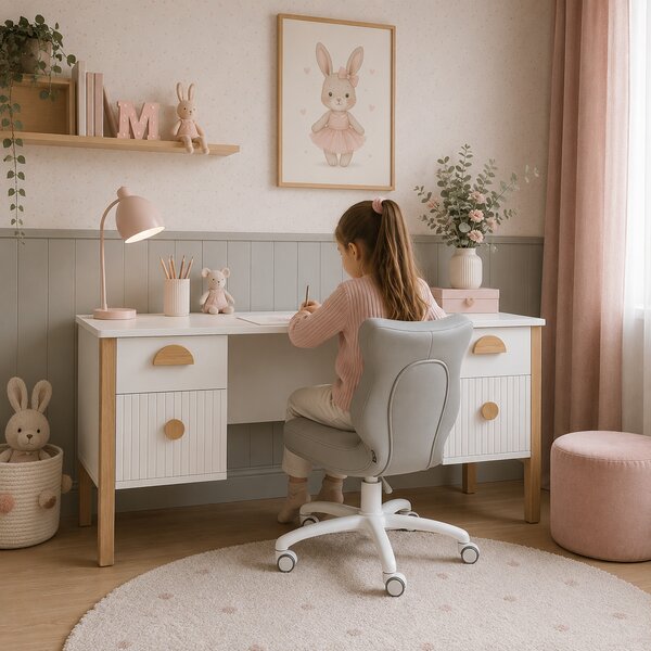 Zestaw mebli młodzieżowych Cozy LOFT Young biały - Łóżko 160x80, szafa, regał, komoda, biurko