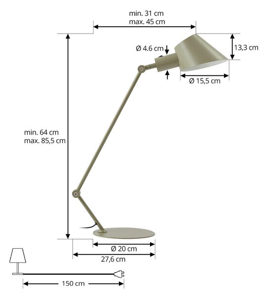Lampa stołowa Corali Lindby, zielony, salon / jadalnia, metal, nowoczesny