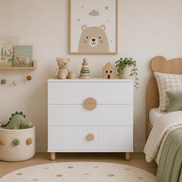 Zestaw mebli młodzieżowych Cozy LOFT Young biały - Łóżko 200x120, szafa, regał, komoda, biurko
