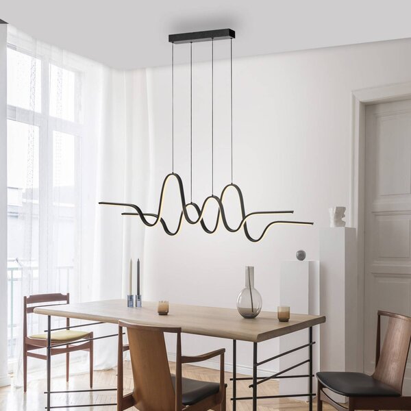 Paul Neuhaus Lampa wisząca Altitude, możliwość ściemniania, czarny, salon / jadalnia, metal, nowoczesny