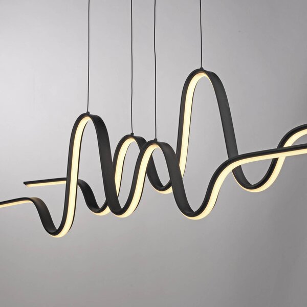 Paul Neuhaus Lampa wisząca Altitude, możliwość ściemniania, czarny, salon / jadalnia, metal, nowoczesny