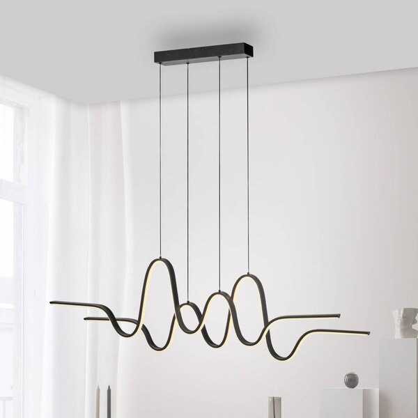 Paul Neuhaus Lampa wisząca Altitude, możliwość ściemniania, czarny, salon / jadalnia, metal, nowoczesny