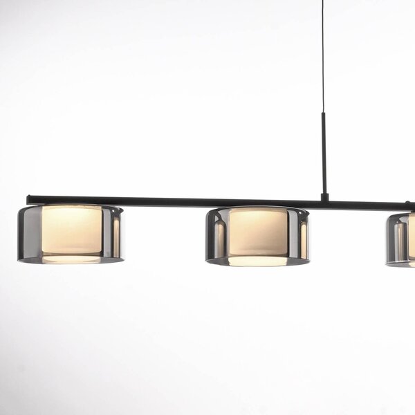 Paul Neuhaus Lampa wisząca szklana Rika, możliwość ściemniania, czarny, salon / jadalnia, szkło, nowoczesny