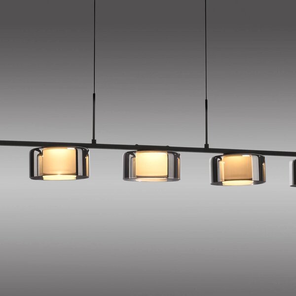 Paul Neuhaus Lampa wisząca szklana Rika, możliwość ściemniania, czarny, salon / jadalnia, szkło, nowoczesny