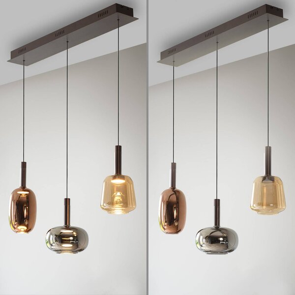 Paul Neuhaus Lampa wisząca szklana Irides, możliwość ściemniania, multikolor, salon / jadalnia, szkło, nowoczesny