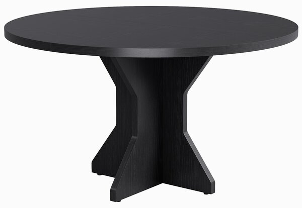 Okrągły stół do jadalni 120 cm dla 4-6 osób stół kuchenny z nogami K Czarny drewnopodobny
