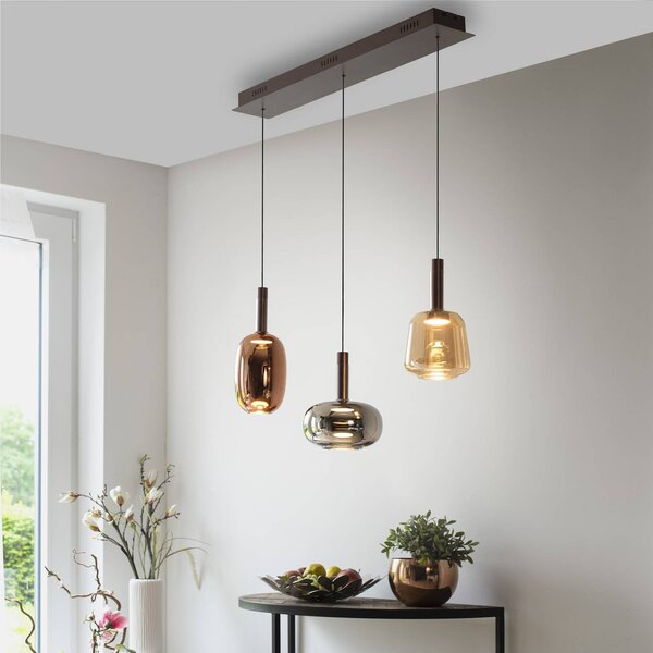 Paul Neuhaus Lampa wisząca szklana Irides, możliwość ściemniania, multikolor, salon / jadalnia, szkło, nowoczesny