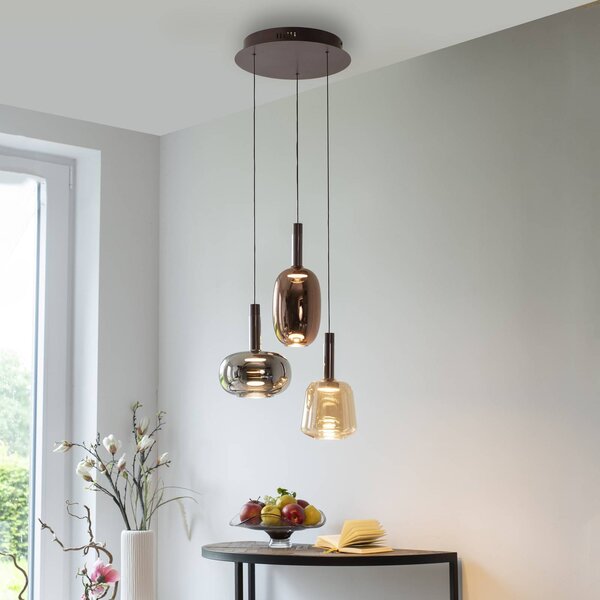 Paul Neuhaus Lampa wisząca szklana Irides, możliwość ściemniania, multikolor, salon / jadalnia, szkło, nowoczesny