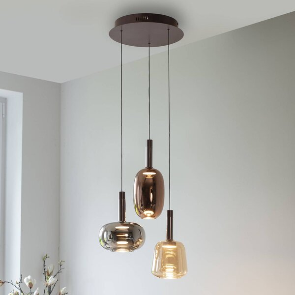 Paul Neuhaus Lampa wisząca szklana Irides, możliwość ściemniania, multikolor, salon / jadalnia, szkło, nowoczesny