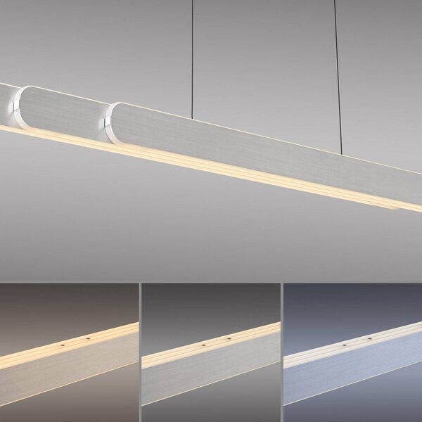 Paul Neuhaus Lampa wisząca Adriana, możliwość ściemniania, aluminiowy / szary / cynkowy, salon / jadalnia, aluminium, nowoczesny