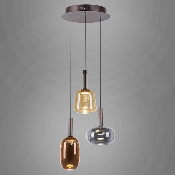 Paul Neuhaus Lampa wisząca szklana Irides, możliwość ściemniania, multikolor, salon / jadalnia, szkło, nowoczesny