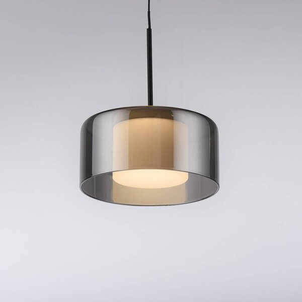 Paul Neuhaus Lampa wisząca szklana Rika, możliwość ściemniania, czarny, salon / jadalnia, szkło, nowoczesny