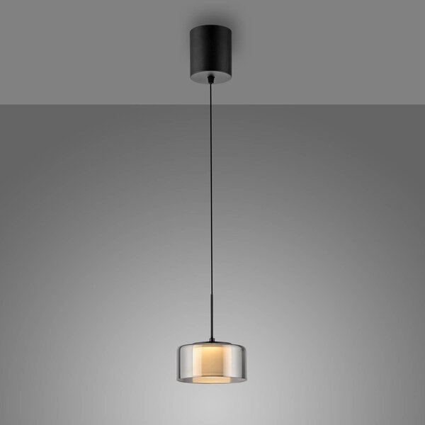 Paul Neuhaus Lampa wisząca szklana Rika, możliwość ściemniania, czarny, salon / jadalnia, szkło, nowoczesny