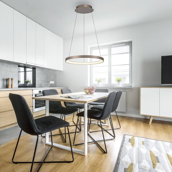 Paul Neuhaus Lampa wisząca Hoop, możliwość ściemniania, brązowy / rdzawy, salon / jadalnia, metal, nowoczesny