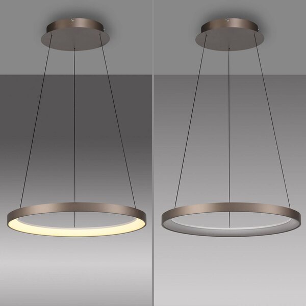 Paul Neuhaus Lampa wisząca Hoop, możliwość ściemniania, brązowy / rdzawy, salon / jadalnia, metal, nowoczesny