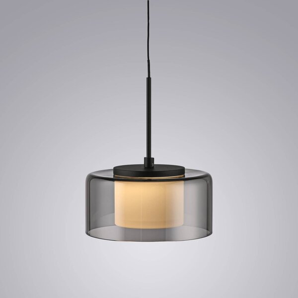 Paul Neuhaus Lampa wisząca szklana Rika, możliwość ściemniania, czarny, salon / jadalnia, szkło, nowoczesny