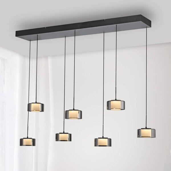 Paul Neuhaus Lampa wisząca szklana Rika, możliwość ściemniania, czarny, salon / jadalnia, szkło, nowoczesny