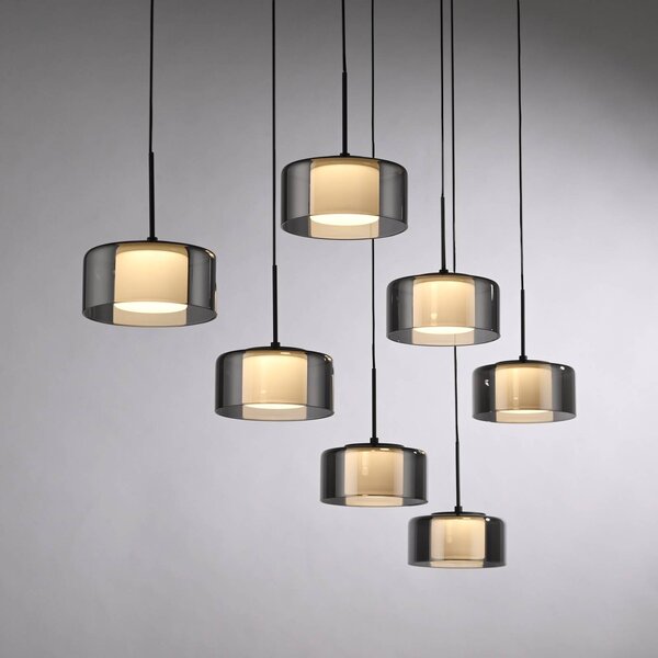 Paul Neuhaus Lampa wisząca szklana Rika, możliwość ściemniania, czarny, salon / jadalnia, szkło, nowoczesny