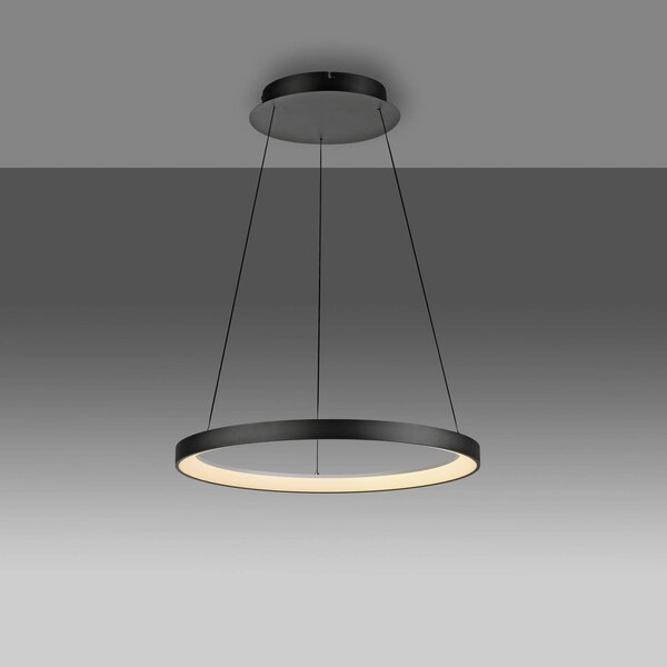Paul Neuhaus Lampa wisząca Hoop, możliwość ściemniania, czarny, salon / jadalnia, metal, nowoczesny