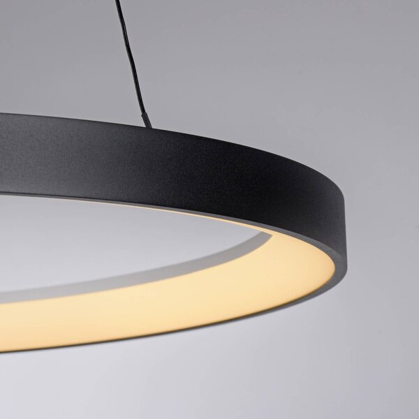 Paul Neuhaus Lampa wisząca Hoop, możliwość ściemniania, czarny, salon / jadalnia, metal, nowoczesny