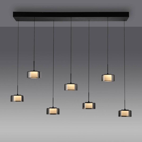 Paul Neuhaus Lampa wisząca szklana Rika, możliwość ściemniania, czarny, salon / jadalnia, szkło, nowoczesny