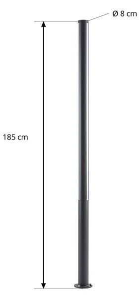 Lucande Lampa zewnętrzna LED Lynel, antracyt, wysokość 200 cm, IP54 Lynel, czarny, aluminium, nowoczesny