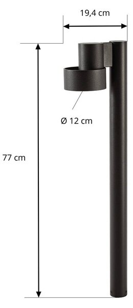 Słupek ogrodowy LED Lucande Elune, czarna matowa, IP44, wysokość 77 cm Elune, czarny, aluminium, nowoczesny