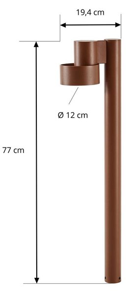 Słupek oświetleniowy LED Lucande Elune, brązowy, IP44, wysokość 77 cm Elune, brązowy / rdzawy, aluminium, nowoczesny