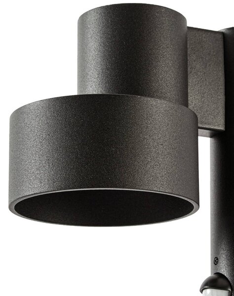 Słupek ogrodowy LED Lucande Elune, czarna, z czujnikiem, IP44, 77 cm Elune, czarny, aluminium, nowoczesny