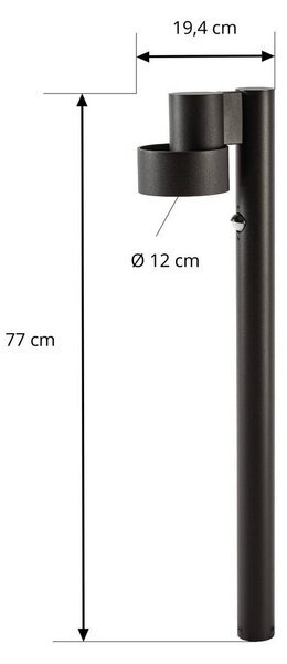 Słupek ogrodowy LED Lucande Elune, czarna, z czujnikiem, IP44, 77 cm Elune, czarny, aluminium, nowoczesny