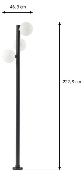 Lampa zewnętrzna LED Lucande Asane, czarna, 3-punktowa, 222 cm, CCT Asane Lucande, możliwość ściemniania, czarny, metal, nowoczesny