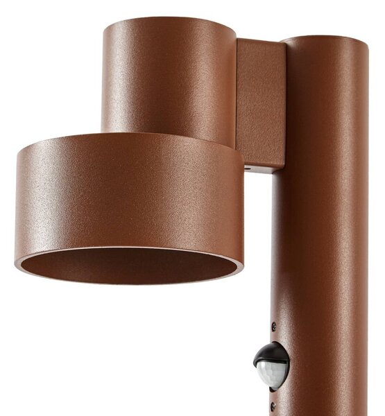 Słupek ogrodowy LED Lucande Elune, brązowy, z czujnikiem, IP44, wysokość 77 cm Elune, brązowy / rdzawy, aluminium, nowoczesny
