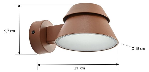 Kinkiet zewnętrzny LED Moena Lucande, brązowy / rdzawy, aluminium, nowoczesny