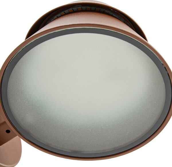 Kinkiet zewnętrzny LED Moena Lucande, brązowy / rdzawy, aluminium, nowoczesny