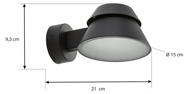 Kinkiet zewnętrzny LED Moena Lucande, czarny, aluminium, nowoczesny